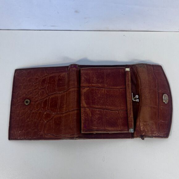 Anne Klein St Thomas Faux Croc Leather Bi Fold Wallet Kiss Clasp Change Purse - Picture 5 of 14